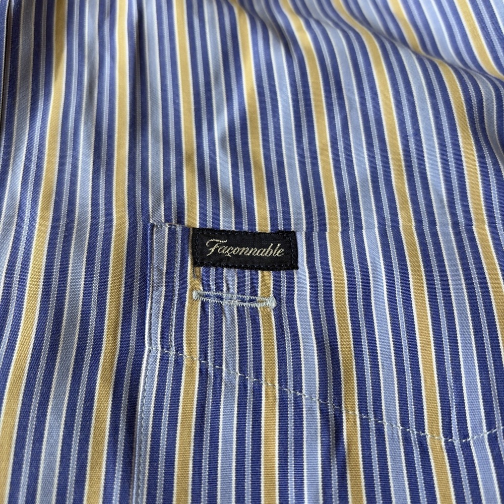 Vintage Faconnable Men's Button-Up Shirt Purple Striped M Cotton Made In USA - Picture 2 of 6